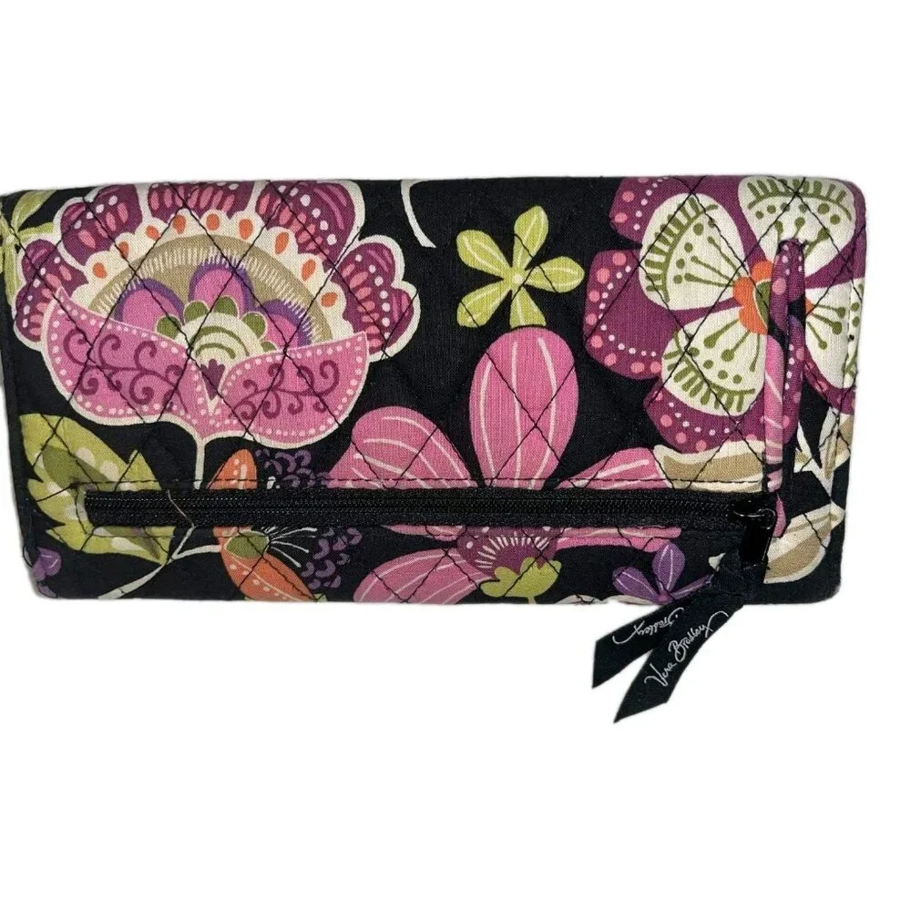 Vera Bradley Pirouette Pink Accordian‎ Trifold Magnetic Wallet